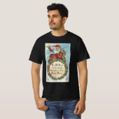 ビンテージ クリスマス リースのビクトリア朝のサンタクロース Tシャツ (正面フル)