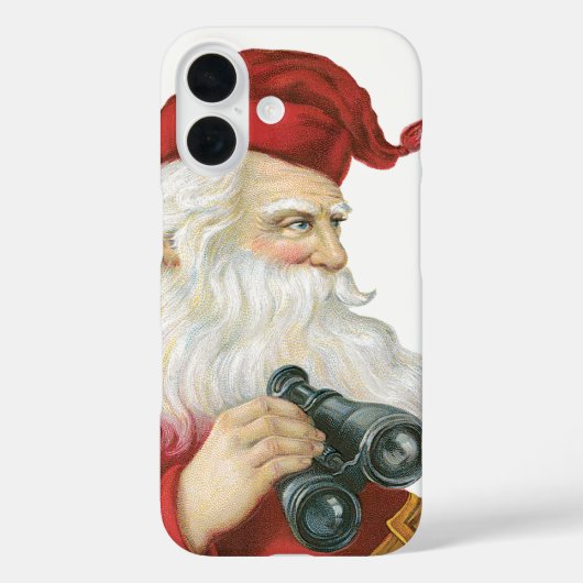 ビンテージ クリスマス、双眼鏡を持つサンタクロース Case-Mate iPhoneケース (裏面)