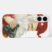 ビンテージ クリスマス、双眼鏡を持つサンタクロース Case-Mate iPhoneケース (裏面 (横))