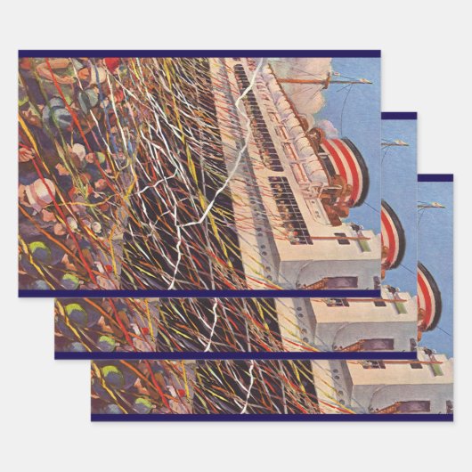 ビンテージ・クルーズ船のバケーション!ボン・ヴォヤージュ・パーティー ラッピングペーパーシート (セット)