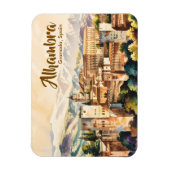 ビンテージ グラナダ スペイン アルハンブラ 水彩画 旅行 マグネット (縦)