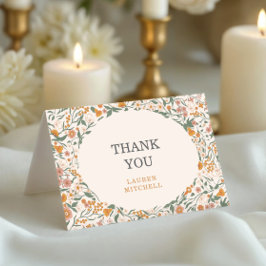 ビンテージ グルーヴィー ボヘミアンフラワー ブライダルシャワー サンキューカード