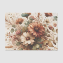 ビンテージ コテージコア 水彩 フラワーパターン  アースカラー