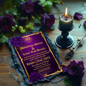 ビンテージ ゴシック スカル&ボーンズ パープル ウェディング 招待状