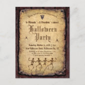 ビンテージ ゴシック スケルトン ハロウィンパーティー ご招待 ポストカード (正面)