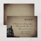 ビンテージ ゴシック ハウス ウェディング レスポンス カード (正面/裏面)