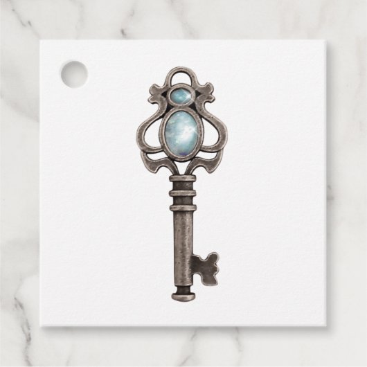 ビンテージ ゴシック ブルー 宝石 キー フェイバータグ (正面)
