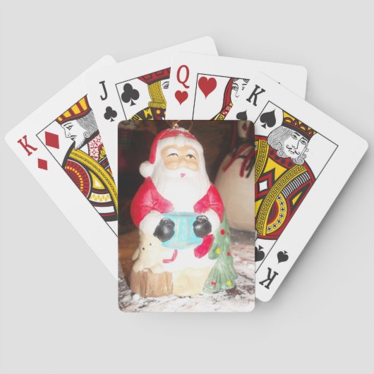 ビンテージ サンタとスノー アート プリント トランプ (裏面)