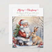 ビンテージ サンタクロース クリスマス と ウサギ (正面/裏面)