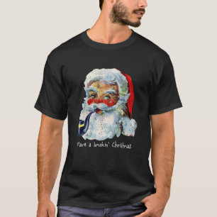 ビンテージ サンタクロース パイプ クリスマス レトロ R Tシャツ