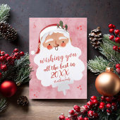 ビンテージ サンタ クリスマス 水彩 ピンク グリーティング