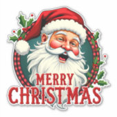 ビンテージ サンタ メリークリスマス イラスト シール (正面)