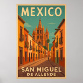 ビンテージ サン・ミゲル・デ・アジェンデ メキシコ ポスター (正面)