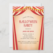ビンテージ サーカスをテーマにしたハロウィン・カーニバル・パーティ 招待状 (正面)