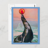 ビンテージ サーカス シール ボール付き ポストカード (正面/裏面)