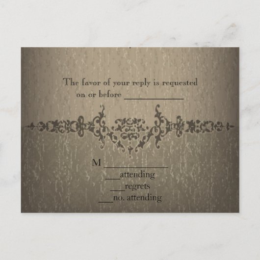 ビンテージ シックなピーコックのウェディング・招待状・出欠確認依頼 インビテーションポストカード (裏面)