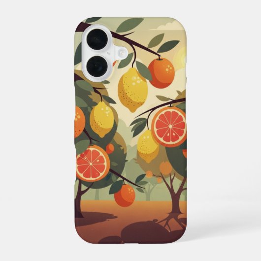 ビンテージ・シトラス果樹園 iPhone 16ケース (裏面)