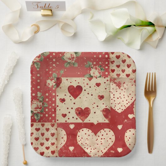 ビンテージ シャビー シック ペーパープレート (ウェディング)