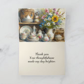 ビンテージ シャビー シック 食器 ティーポットとワイルドフラワーズ サンキューカード (内部)