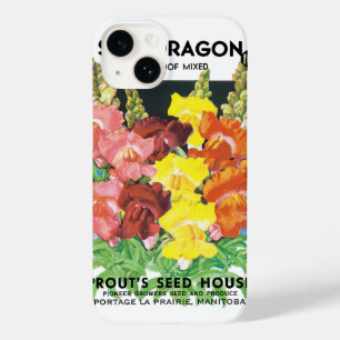 ビンテージ シード パケット ラベル アート、スナップドラゴン 花 Case-Mate iPhone 14ケース