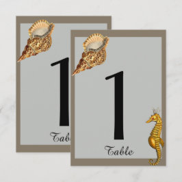 ビンテージ シー アニマルズ ビーチ ウェディング テーブル ナンバー 招待状