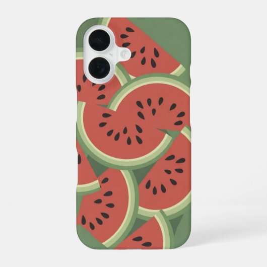 ビンテージ スイカのスライス iPhone 16ケース (裏面)
