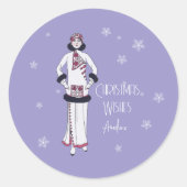 ビンテージ スノー クイーン クリスマス ラウンドシール (正面)