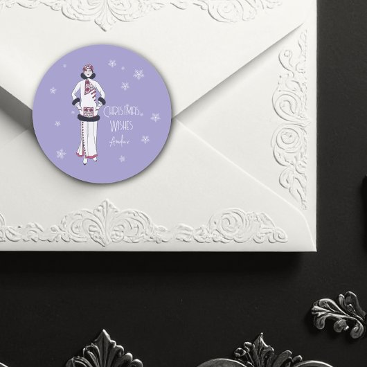 ビンテージ スノー クイーン クリスマス ラウンドシール