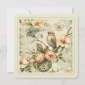 ビンテージ スプリング フローラル イースター バンチ 招待状 (正面)