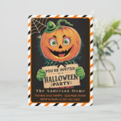 ビンテージ スプーキー パンプキンマン ハロウィンパーティー 招待状 (スタンド正面)
