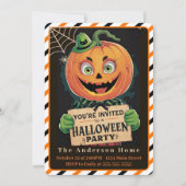 ビンテージ スプーキー パンプキンマン ハロウィンパーティー 招待状 (正面)