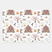 ビンテージ スプーキ― コテ―ジハロウィン ラッピングペーパーシート (正面2)