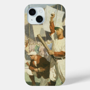 ビンテージ スポーツ、試合での野球選手 iPhone 15ケース