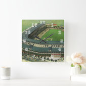 ビンテージ スポーツ 野球スタジアム、空撮 スクエア壁時計 (ホーム)