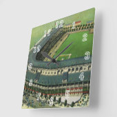 ビンテージ スポーツ 野球スタジアム、空撮 スクエア壁時計 (傾斜)