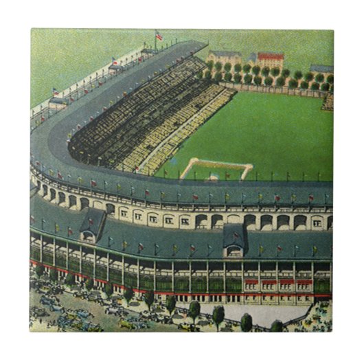 ビンテージ スポーツ 野球スタジアム、空撮 タイル (正面)