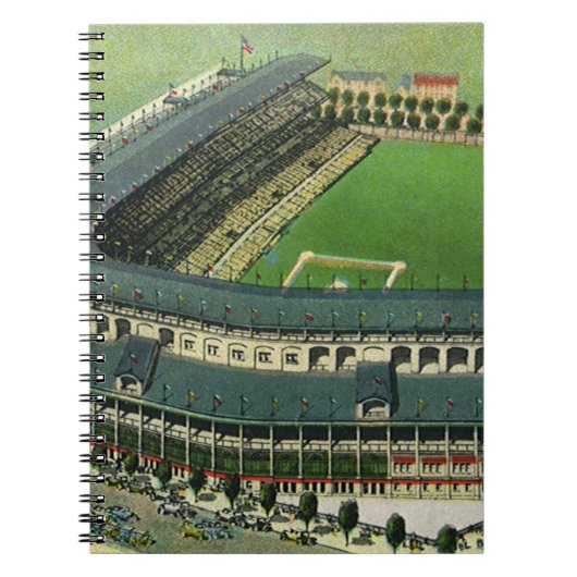 ビンテージ スポーツ 野球スタジアム、空撮 ノートブック (正面)