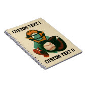 ビンテージ スポーツ 野球プレーヤー、キャッチャーミット付き ノートブック (右側)