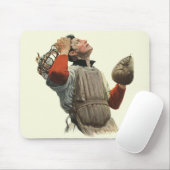 ビンテージ スポーツ 野球プレーヤー、キャッチャー 上を見る モ マウスパッド (マウス)