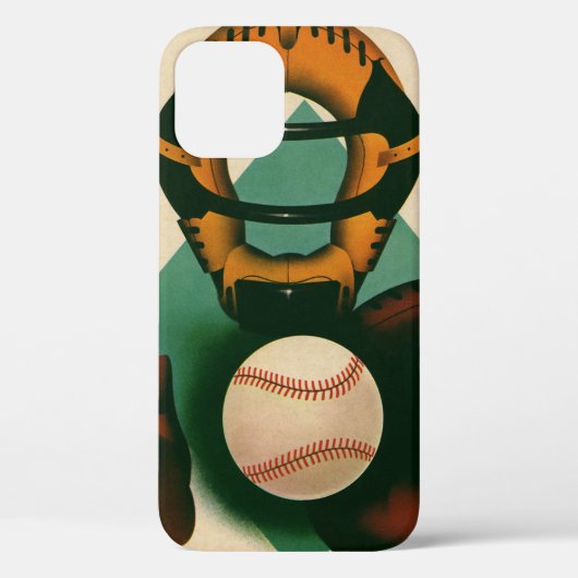 ビンテージ スポーツ 野球選手、キャッチャー ミット付き Case-Mate iPhoneケース (裏面)