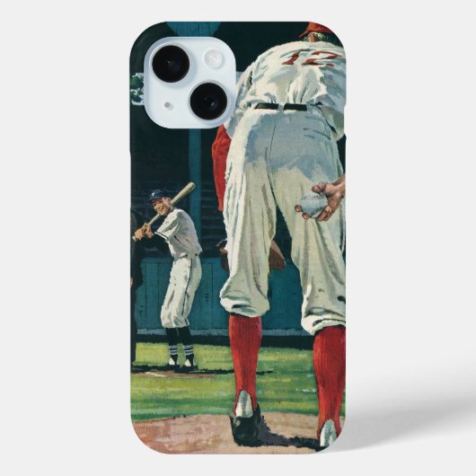 ビンテージ スポーツ 野球選手 ピッチャー マウンド上 Case-Mate iPhoneケース (裏面)