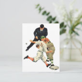 ビンテージ スポーツ 野球選手 ホームプレートでセーフ (スタンド正面)