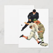 ビンテージ スポーツ 野球選手 ホームプレートでセーフ (正面/裏面)