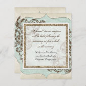 ビンテージ スワール フローリッシュ エッチング フローラル ウェディング エンクロージャーカード (正面/裏面)