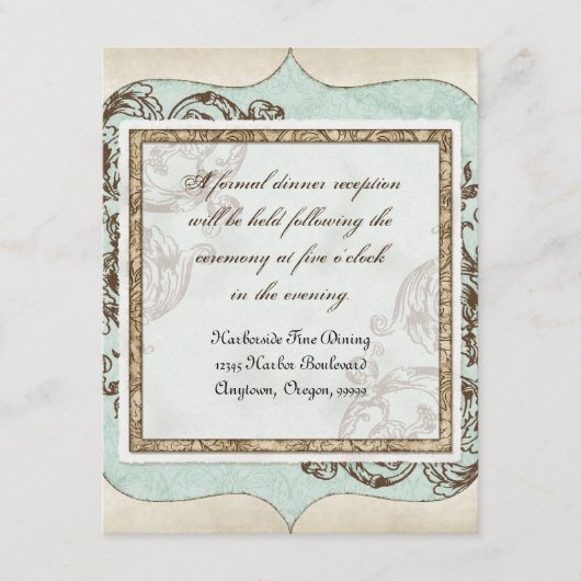 ビンテージ スワール フローリッシュ エッチング フローラル ウェディング エンクロージャーカード (正面)