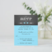 ビンテージ タイポグラフィー ブラックボード ウェディング RSVP ブルー (スタンド正面)