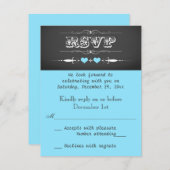 ビンテージ タイポグラフィー ブラックボード ウェディング RSVP ブルー (正面/裏面)