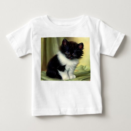 ビンテージ タキシード キテン イラスト ベビーTシャツ (正面)