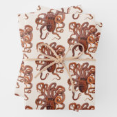 ビンテージ タコ マクロプス、マリン アクアティック アニマルズ ラッピングペーパーシート (インサイチュ)