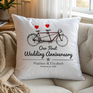ビンテージ タンデム自転車 オーダーメイド 結婚記念日 クッション